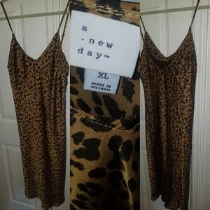 A New Day XL Leopard Print Silk Mini Slip Dress